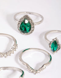 Silver Green Diamante Ring Pack - link has visual effect only