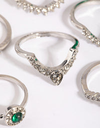 Silver Green Diamante Ring Pack - link has visual effect only