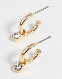 Gold Diamante Huggie Hoop Earrings - link has visual effect only