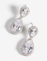 Silver Diamond Simulant Classic Teardrop Earrings - link has visual effect only