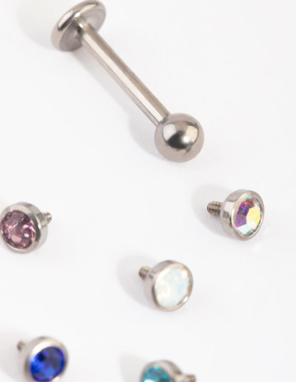 Titanium Diamante Flat Back 6-Pack