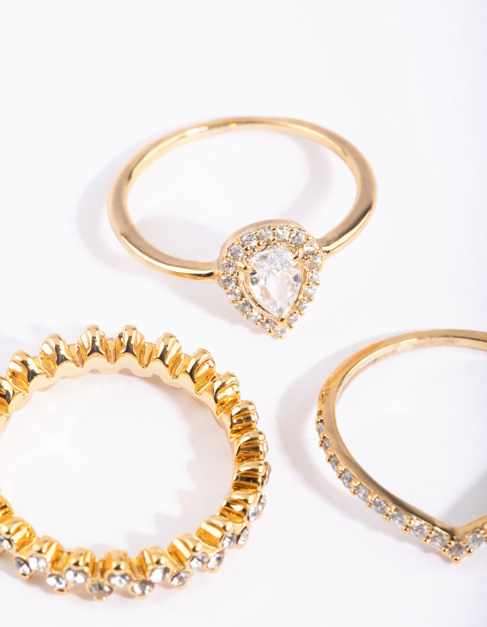 Gold Plated Teardrop Halo Ring