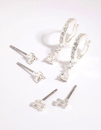 Silver Stack Pack Earrings with Cubic Zirconia - link has visual effect only