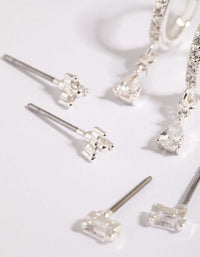 Silver Stack Pack Earrings with Cubic Zirconia - link has visual effect only