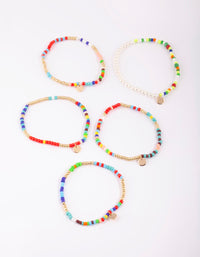 Colourful Bead & Pearl Bracelet 5-Pack - link has visual effect only