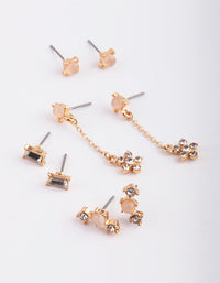 Gold Floral Stack Pack Earrings - link has visual effect only