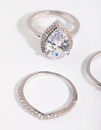 Silver Cubic Zirconia Statement Ring 5-Pack - link has visual effect only
