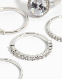 Silver Cubic Zirconia Statement Ring 5-Pack - link has visual effect only