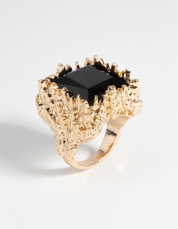 Gold & Black Stone Ring