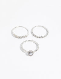 Silver Cubic Zirconia Triple Band Ring - link has visual effect only