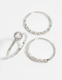 Silver Cubic Zirconia Triple Band Ring - link has visual effect only