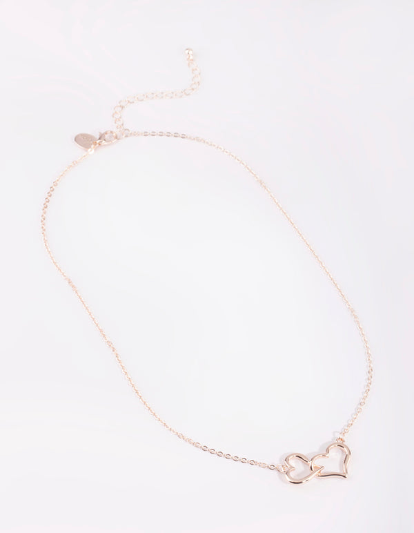 Rose Gold Interlocked Hearts Necklace