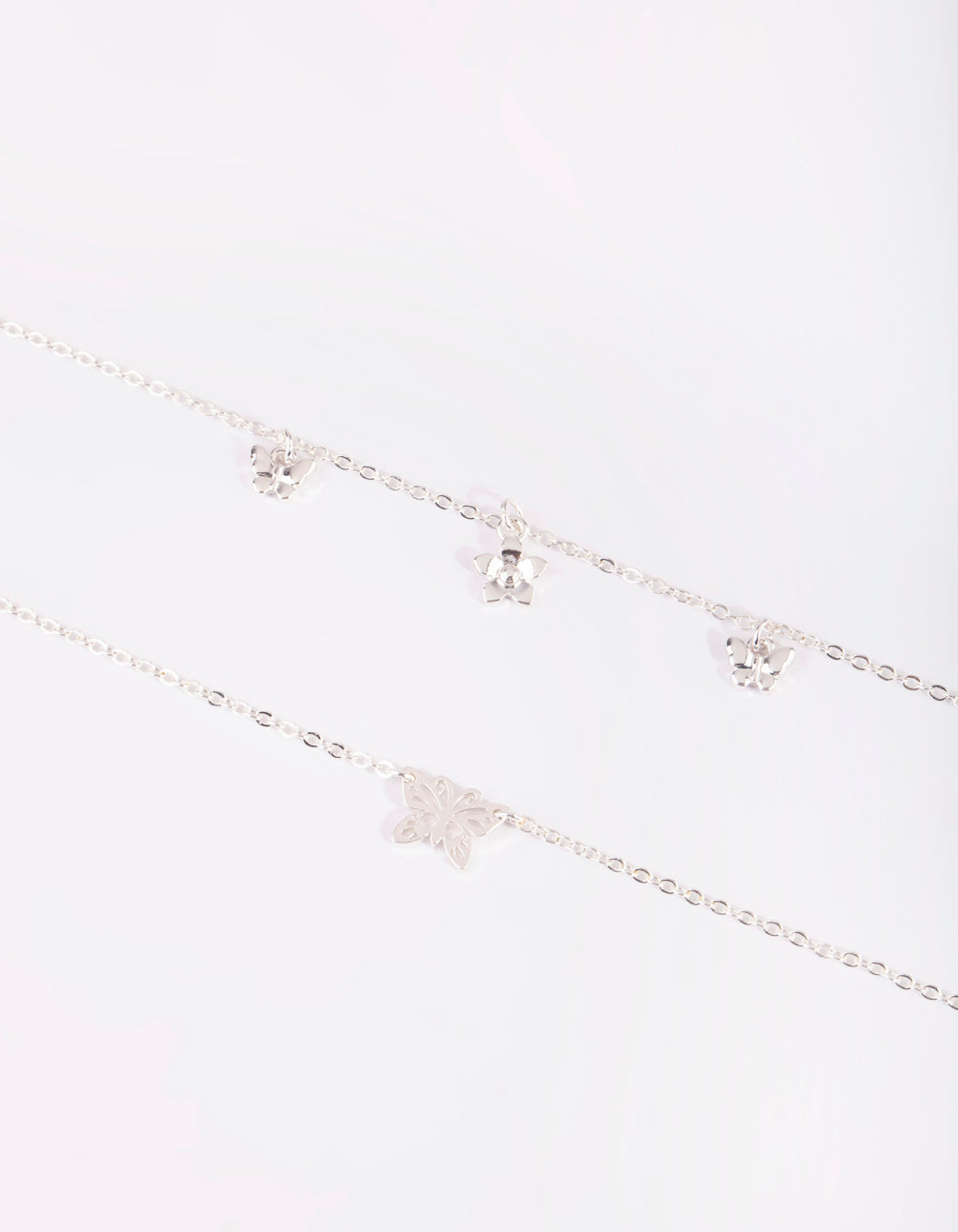Silver Butterfly Bracelet Set