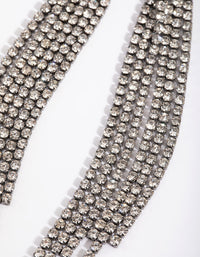 Gunmetal Diamante Tassel Drop Earrings - link has visual effect only
