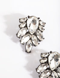Gunmetal Diamante Statement Stud Earrings - link has visual effect only