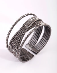 Gunmetal Diamante Cuff Bangle - link has visual effect only