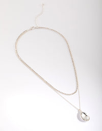 Silver Diamante Layered Necklace - link has visual effect only