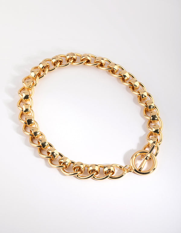 Gold Plated Chunky Fob Necklace