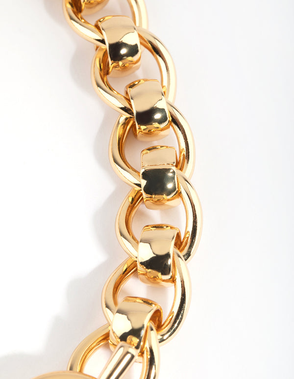Gold Plated Chunky Fob Necklace