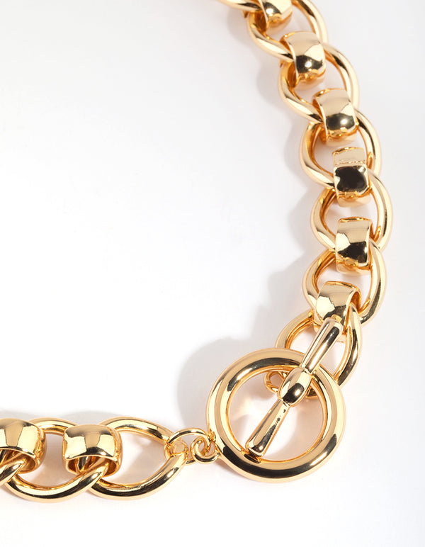 Gold Plated Chunky Fob Necklace