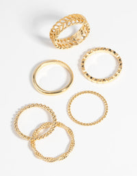 Gold Plated Textured Ring 6-Pack - link has visual effect only