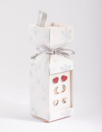 Gold Heart & Rainbow Stud Earring Pack - link has visual effect only