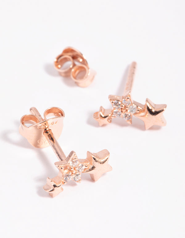 Rose Gold Plated Sterling Silver Star Stud Earrings