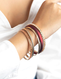 Red Pearlised Diamante Bracelet 5-Pack - link has visual effect only