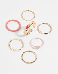 Gold Enamel Hearts Ring Pack - link has visual effect only