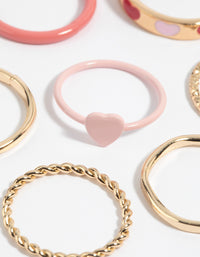 Gold Enamel Hearts Ring Pack - link has visual effect only