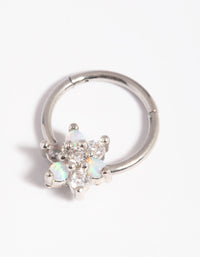 Surgical Steel Pretty Flower Clicker Ring - link has visual effect only
