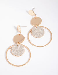 Gold Geometric Glitter Drop Earrings - link has visual effect only