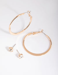 Gold Diamante Stud & Hoop Earring Set - link has visual effect only