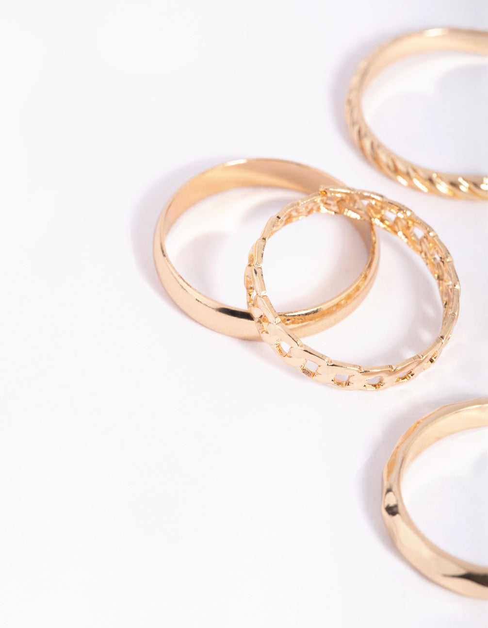 Gold Chain Link Ring 5-Pack