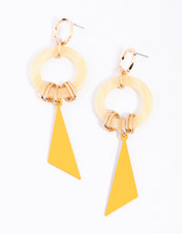 Yellow Circle & Triangle Drop Earrings - link has visual effect only
