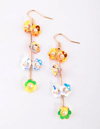 Gold Metallic Flower Drop Earrings - link has visual effect only