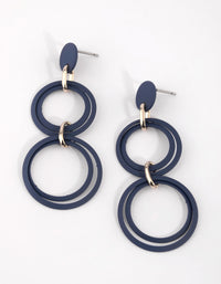 Matte Navy Circular Drop Earrings - link has visual effect only