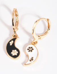 Gold Yin Ying Huggie Hoop Earrings - link has visual effect only