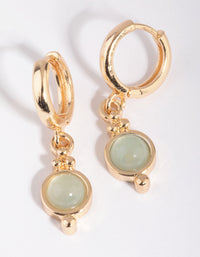 Jade Semi-Precious Huggie Hoop Earrings - link has visual effect only