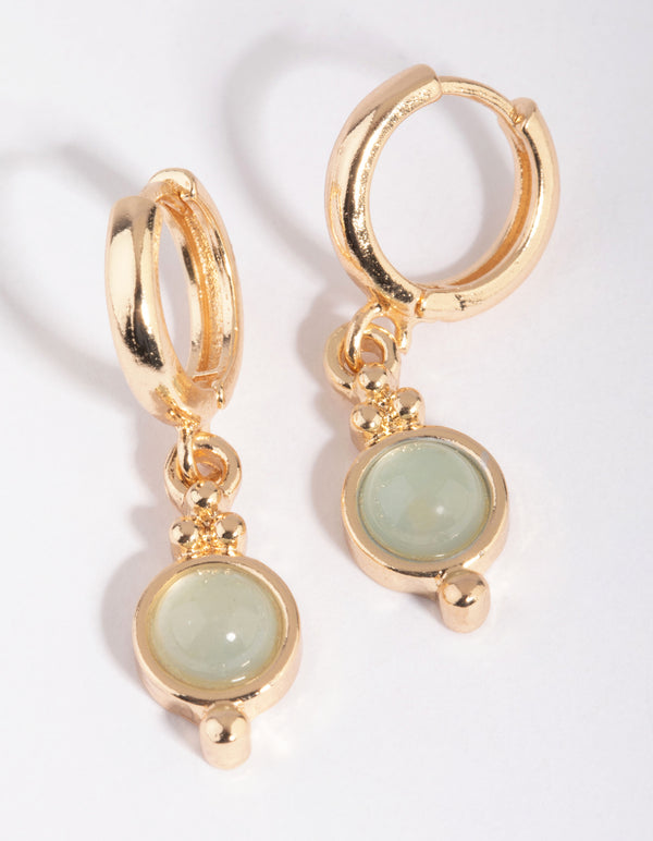 Jade Semi-Precious Huggie Hoop Earrings