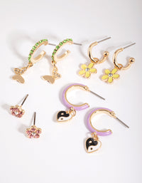 Gold Charm Earring Stack 4-Pack - link has visual effect only