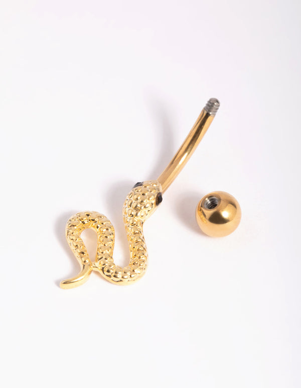 Gold Plated Titanium Snake Belly Bar
