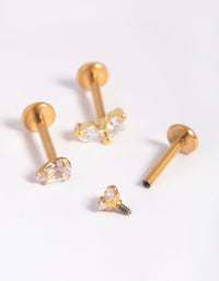 Gold Plated Titanium Cubic Zirconia Flat Back Pack - link has visual effect only