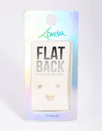 Gold Plated Titanium Cubic Zirconia Flat Back Pack - link has visual effect only