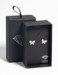Silver Cubic Zirconia Butterfly Stud Earrings - link has visual effect only