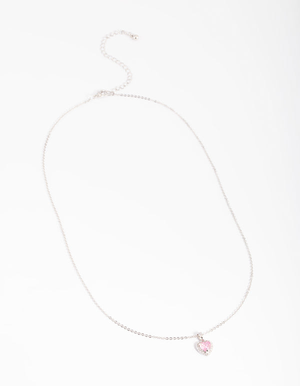 Silver Diamante Heart Necklace