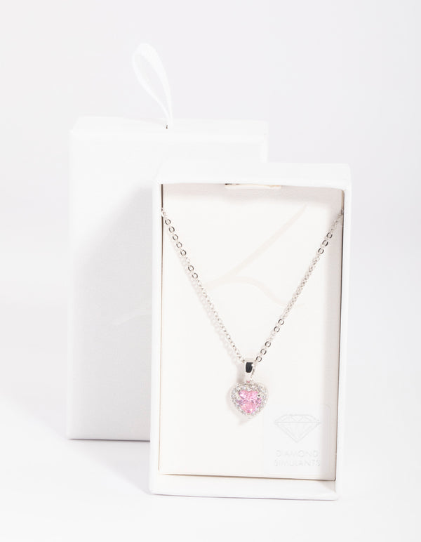 Silver Diamante Heart Necklace
