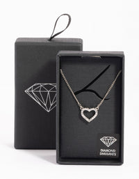 Silver Cubic Zirconia Heart Necklace - link has visual effect only