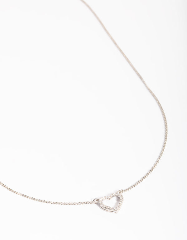 Silver Cubic Zirconia Heart Necklace