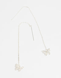 Silver Cubic Zirconia Butterfly Thread Through Earrings - link has visual effect only